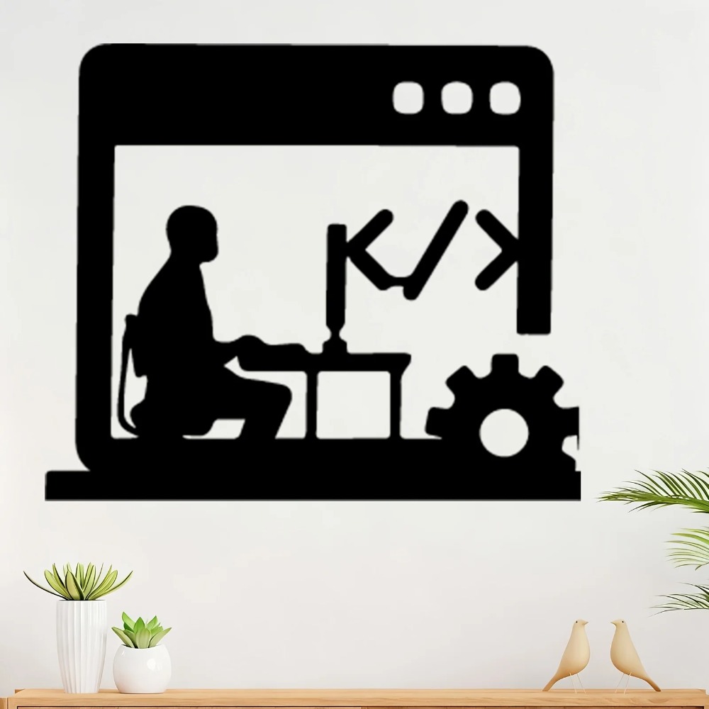Tech Office Wall - Seni Dinding Logam Modern Code Master