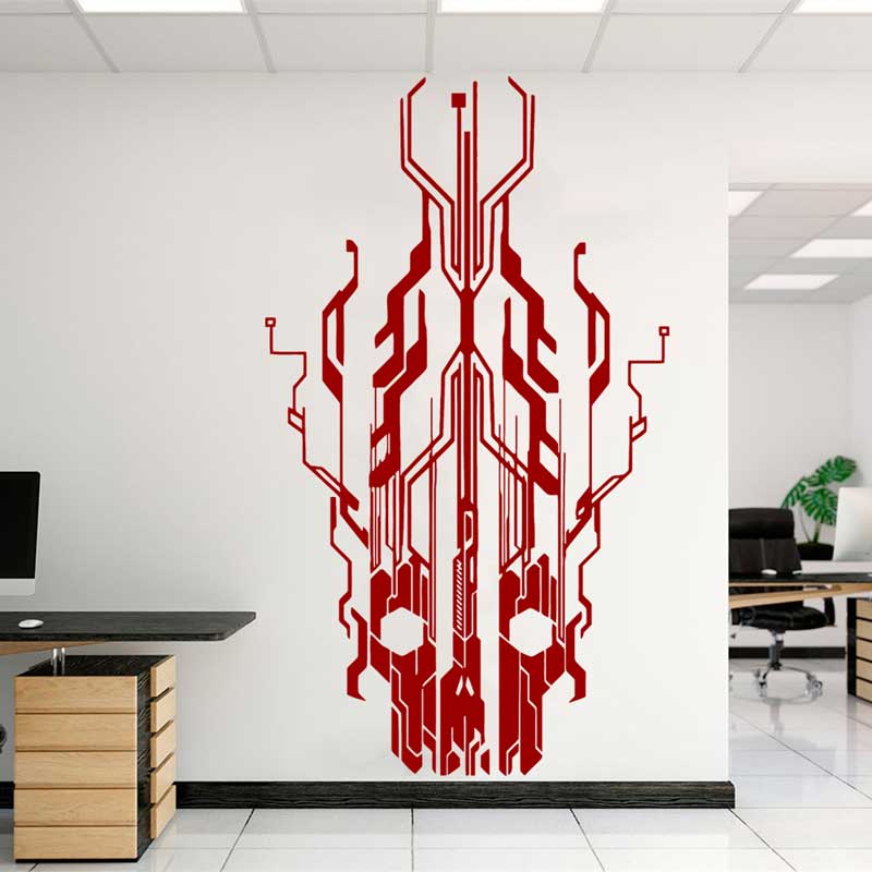 Chip Sirkuit Teknologi Tengkor - Tech Office Wall ulasan dan harga