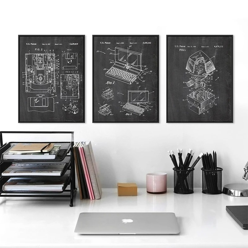 6 Buah Set Seni Dinding Paten  - Tech Office Wall ulasan dan harga