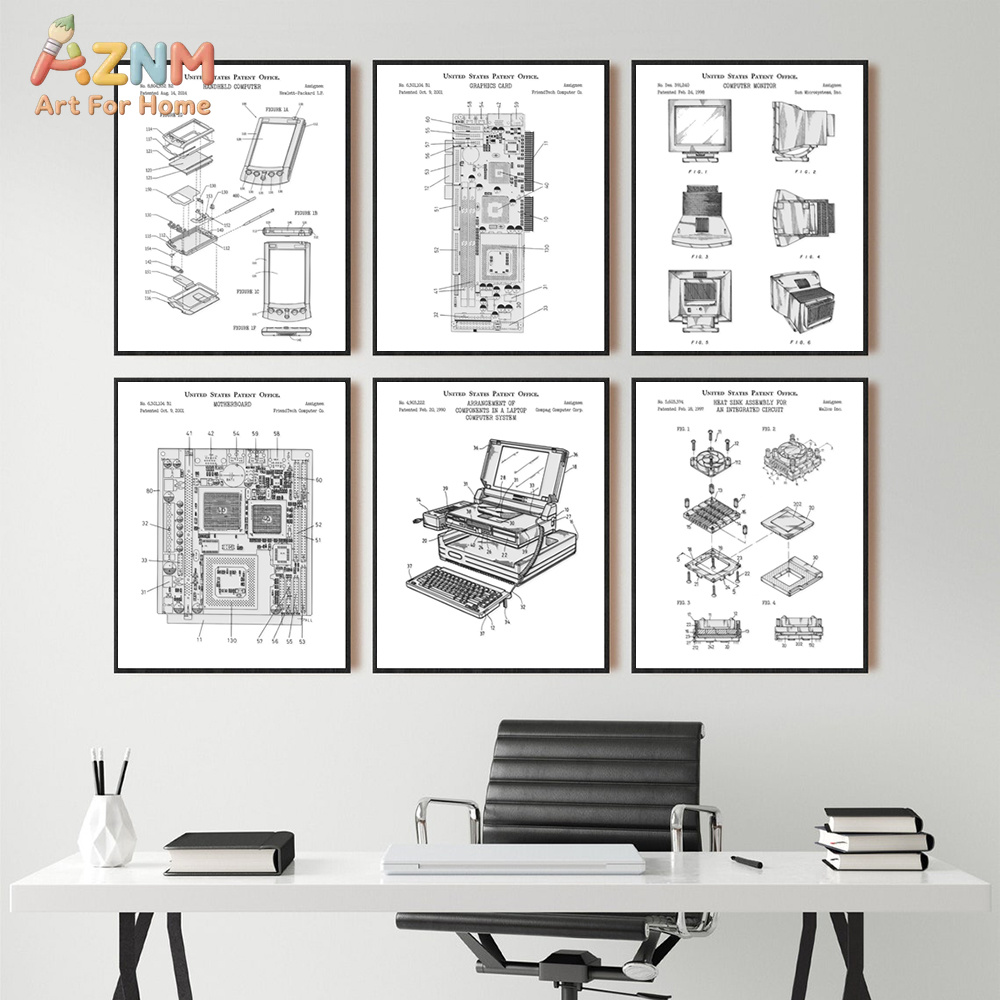 AZNM Lukisan Kanvas Paten Moth - Tech Office Wall ulasan dan harga