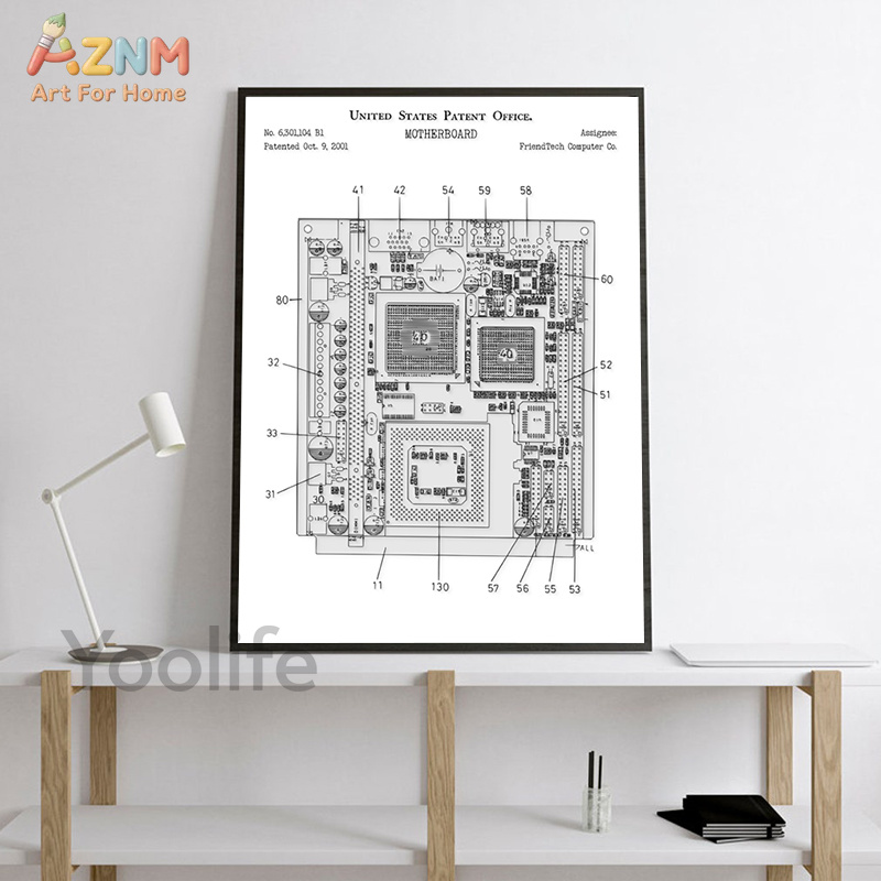 AZNM Lukisan Kanvas Paten Moth - Tech Office Wall ulasan dan harga
