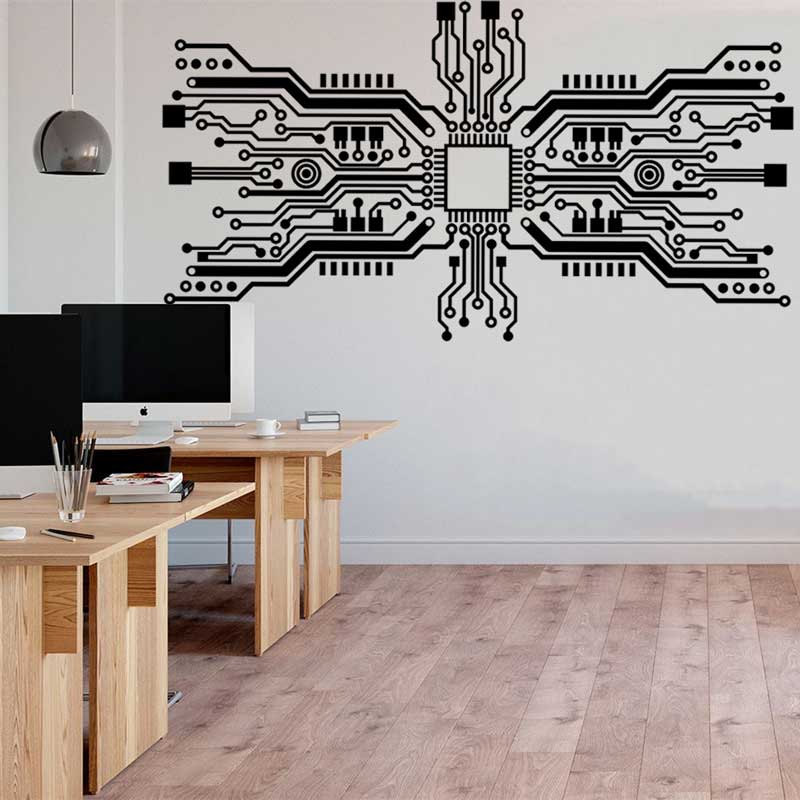 Stiker Dinding Chip Papan Sirk - Tech Office Wall ulasan dan harga