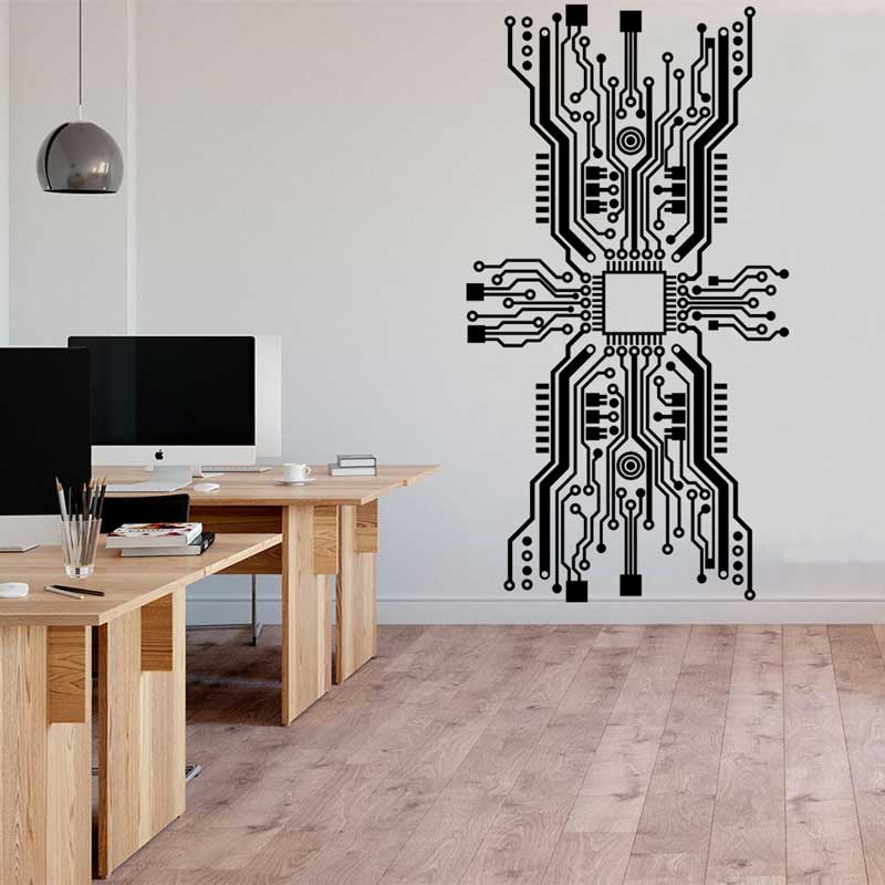 Stiker Dinding Chip Papan Sirk - Tech Office Wall ulasan dan harga
