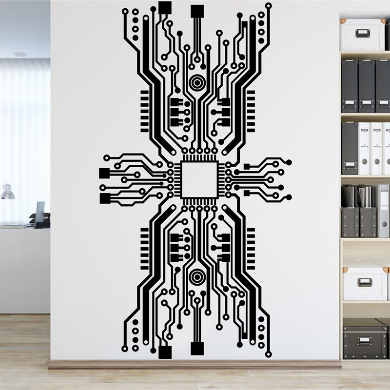 Stiker Dinding Chip Papan Sirk - Tech Office Wall ulasan dan harga