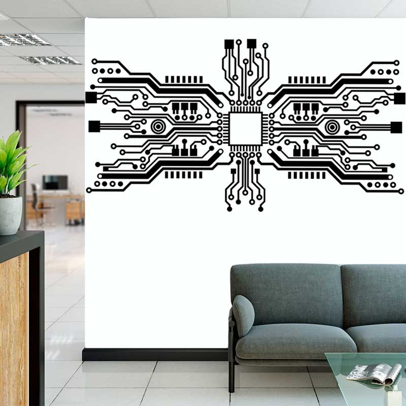 Stiker Dinding Chip Papan Sirk - Tech Office Wall ulasan dan harga